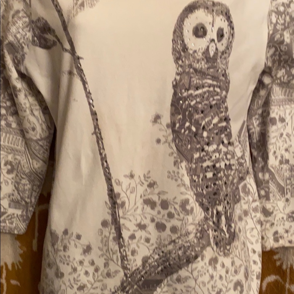 3/4 sleeve owl t-shirt